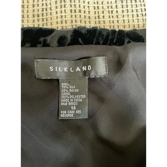 Womens Skirt Sz 14 Black Burnout Velvet Floral Silk Blend Y2K Gothic Boho - Picture 3 of 4